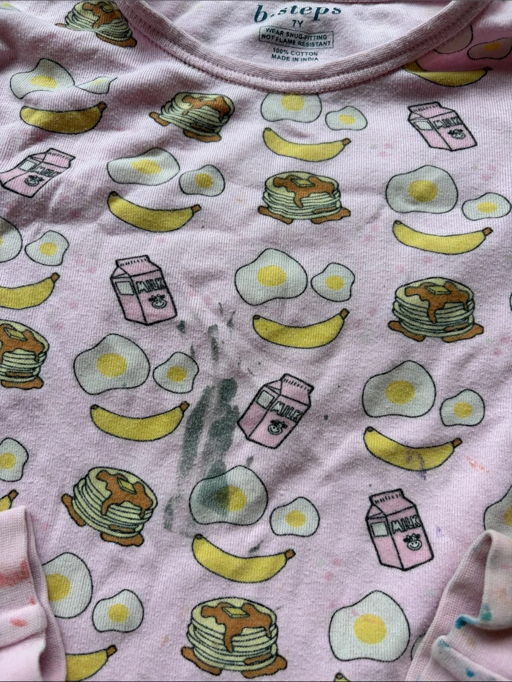 Baby Steps Pink Breakfast Print & Hot Pink Tie-Dye Kids Pajama sets